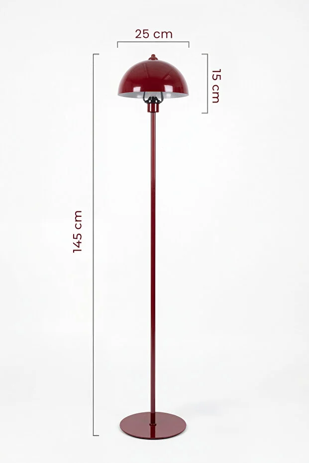 Modena Retro Bordo Metal Başlıklı Tek Ayaklı Lambader